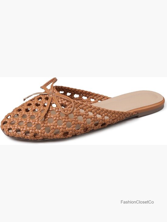 Shoes - Breathable Woven Ballet Flats Slip-On Mules Lightweight No Heel